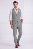 Light Khaki 2 Piece V-Neck Single Breasted Men Formal Suits