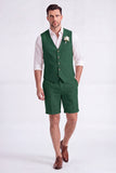 Light Khaki 2 Piece V-Neck Single Breasted Men Short Formal Suits