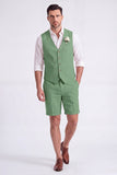 Light Khaki 2 Piece V-Neck Single Breasted Men Short Formal Suits