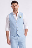 Light Khaki 2 Piece V-Neck Single Breasted Men Short Formal Suits