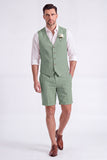Light Khaki 2 Piece V-Neck Single Breasted Men Short Formal Suits