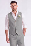Light Khaki 2 Piece V-Neck Single Breasted Men Short Formal Suits