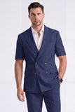 Light Khaki 2 Piece Peak Lapel Double Breasted Men Formal Suits with Sleeves