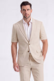 Beige 2 Piece Peak Lapel Single Breasted Men Suits