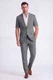 Beige 2 Piece Peak Lapel Single Breasted Men Suits