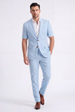 Beige 2 Piece Peak Lapel Single Breasted Men Suits