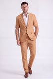 Beige 2 Piece Peak Lapel Single Breasted Men Suits