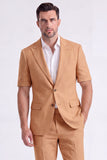 Beige 2 Piece Peak Lapel Single Breasted Men Suits