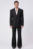 Black 2 Piece Peak Lapel One Button Men Prom Suits