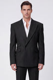 Black 2 Piece Peak Lapel One Button Men Prom Suits
