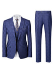 Navy Printed 3 Piece Notched Lapel Prom Suits