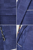Navy Printed 3 Piece Notched Lapel Prom Suits
