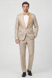 2-Piece Champagne Jacquard Shawl Lapel Men Suits