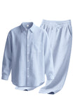 Light Blue 2-Piece Linen Men's Co-Ord Set