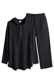 Casual 2 Piece Outfits Lightweight Long Sleeve Hooded Shirt and Loose Pants Set