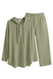 Casual 2 Piece Outfits Lightweight Long Sleeve Hooded Shirt and Loose Pants Set