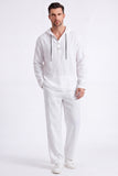 Casual 2 Piece Outfits Lightweight Long Sleeve Hooded Shirt and Loose Pants Set