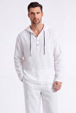 Casual 2 Piece Outfits Lightweight Long Sleeve Hooded Shirt and Loose Pants Set