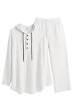 Casual 2 Piece Outfits Lightweight Long Sleeve Hooded Shirt and Loose Pants Set