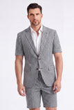 Black 2 Pieces Plaid Notched Lapel Short Men Suits