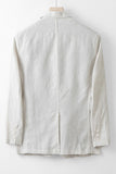 Beige Linen Notched Lapel Men's Jacket