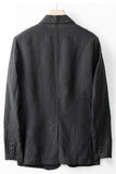 Beige Linen Notched Lapel Men's Jacket