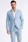 Beige Linen Notched Lapel Men's Jacket