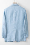 Beige Linen Notched Lapel Men's Jacket