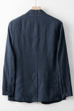 Beige Linen Notched Lapel Men's Jacket