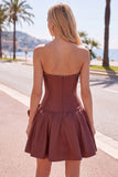Mint Strapless Pearls A-Line Homecoming Dress with Bow
