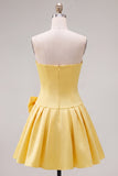 Mint Strapless Pearls A-Line Homecoming Dress with Bow
