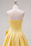 Mint Strapless Pearls A-Line Homecoming Dress with Bow