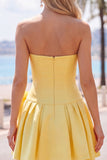 Mint Strapless Pearls A-Line Homecoming Dress with Bow