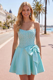 Yellow Sweetheart A-Line Pearls Corset Homecoming Dress with Bow