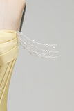 Yellow Bodycon Off the Shoulder Pearls Corset Short Homecoming Dress with Beading