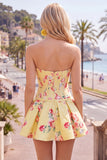 Satin A-Line Blue Sweetheart Floral Corset Homecoming Dress