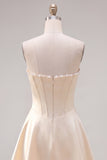 Sweetheart Fuchsia Pearls Corset A-Line Satin Homecoming Dress