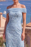 Off the Shoulder Sage Green Mermaid Floral Midi Dress with Beading