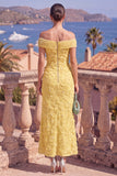 Off the Shoulder Sage Green Mermaid Floral Midi Dress with Beading