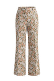 Peak Lapel Grey Blue 2 Piece Single Breasted Floral Women Suits