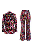 Sparkly Black Peak Lapel One Button Floral Sequins Women Suits