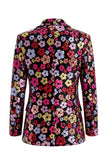 Sparkly Black Peak Lapel One Button Floral Sequins Women Suits