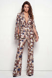 Sparkly Black Peak Lapel One Button Floral Sequins Women Suits