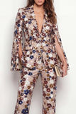 Sparkly Black Peak Lapel One Button Floral Sequins Women Suits