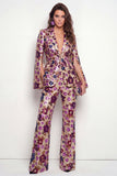Sparkly Black Peak Lapel One Button Floral Sequins Women Suits