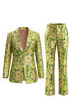 Blue 2 Piece Notch Lapel One Button Women Suits