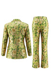 Blue 2 Piece Notch Lapel One Button Women Suits