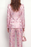 2 Piece Pink Fuchsia Flower Peak Lapel One Button Women Suits