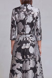 Sage Green Floral 2 Piece Notched Lapel Women's Skirt Suits with Pockets
