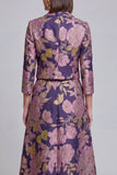 Sage Green Floral 2 Piece Notched Lapel Women's Skirt Suits with Pockets